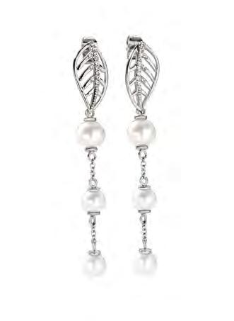 Perle naturalmente coltivate, cristalli, acciaio Natural pearls, crystals, stainless steel Foglia