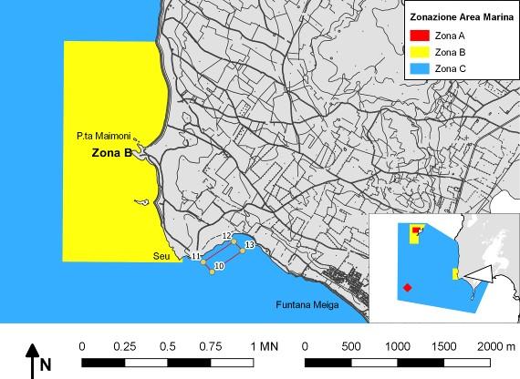 Figura 2.c Aree di stazionamento presso Seu. Tabella 4.d Aree di stazionamento presso l Isola di Mal di Ventre.