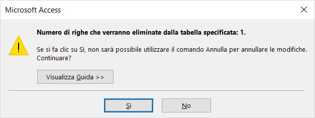 Esempio di Cancellazione DELETE *