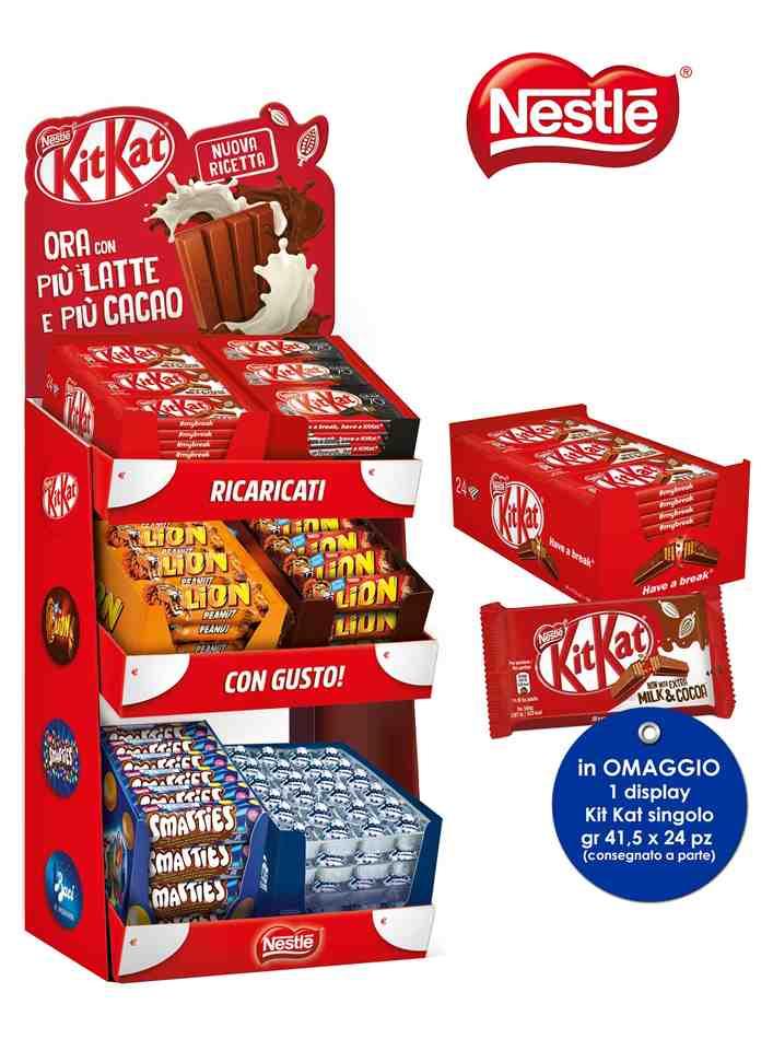 Cassa Fisica Snack Ingrosso Expo Snack 228 pz: 1 disp Kit Kat sing g 41,5x24-1 disp Kit Kat Dark 70% sing g 41,5x24-1