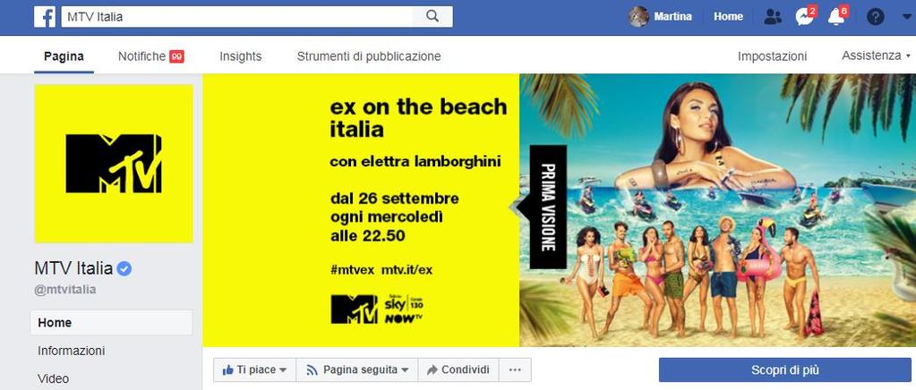 con un profilo di grande appeal per gli Advertiser MTV Italia 2,5Mio fan Facebook 58% fan donne con una