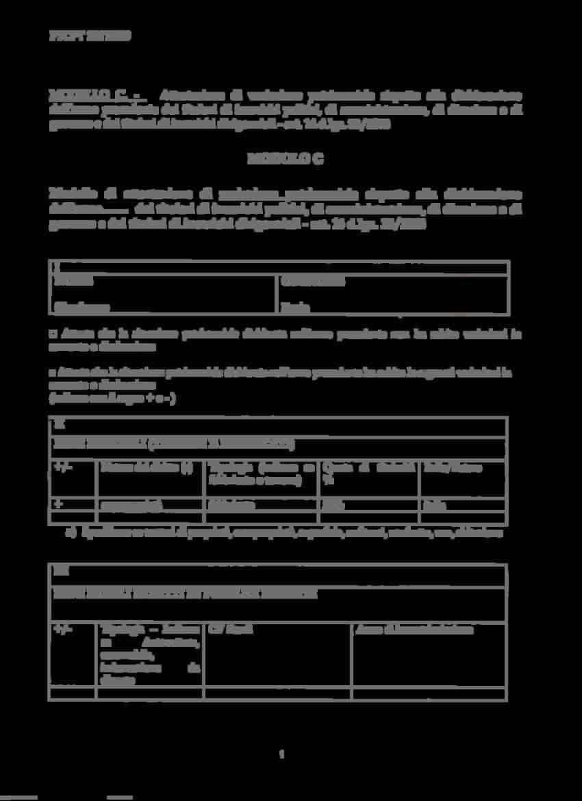 PTCPT 07/09 MODELLO C. - Attestazoe d varazoe patrmoale rspetto alla dcharazoe dell'ao precedete de ttolar d carch poltc, d ammstrazoe, d drezoe o d govero e de ttolar d carch drgezal - art. 4 d.lgs.