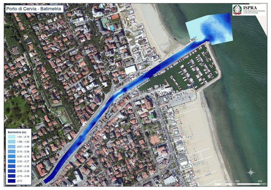 Figure 45 - Rilievi batimetrici nel Porto canale di Cervia 22 Luglio 2011 - Porto canale di Bellaria-Igea Marina Inizio delle attività ore 8:00 presso il porto-canale di Cervia in quanto, nonostante