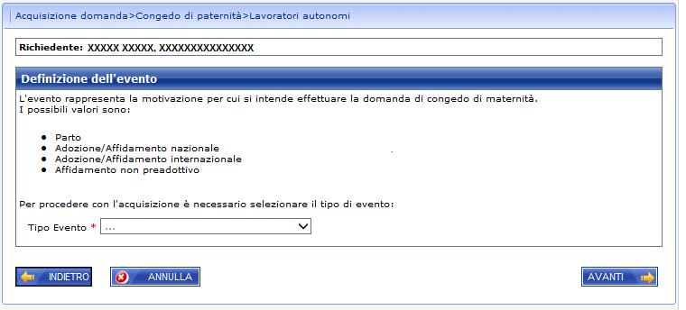 Parto Adozione/Affidamento nazionale Adozione/Affidamento internazionale Affidamento non preadottivo FIGURA 8- DEFINIZIONE EVENTO 5.2.