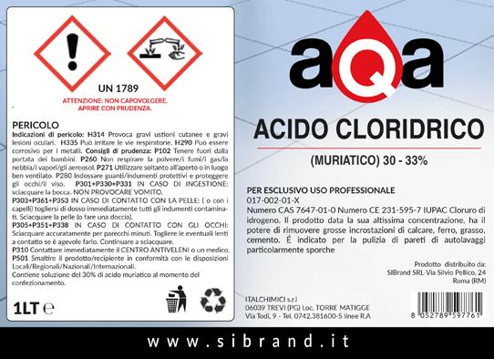 ACIDO CLORIDRICO MURIATICO 30-33% Codice EAN: 8052789597761 Codice Art.