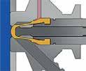 000 cps; membrane in silicone, EPDM o PTFE, FFKM; pressione max: 12 bar; certificate EHEDG; rugosità: 0,5 µ; disponibili anche con attacco ingold per serbatoi incamiciati; uscite