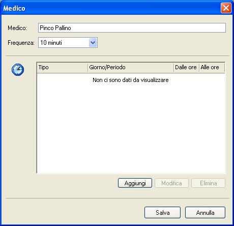 8) dopo aver inserito il Nome ed impostato la Frequenza, con il tasto
