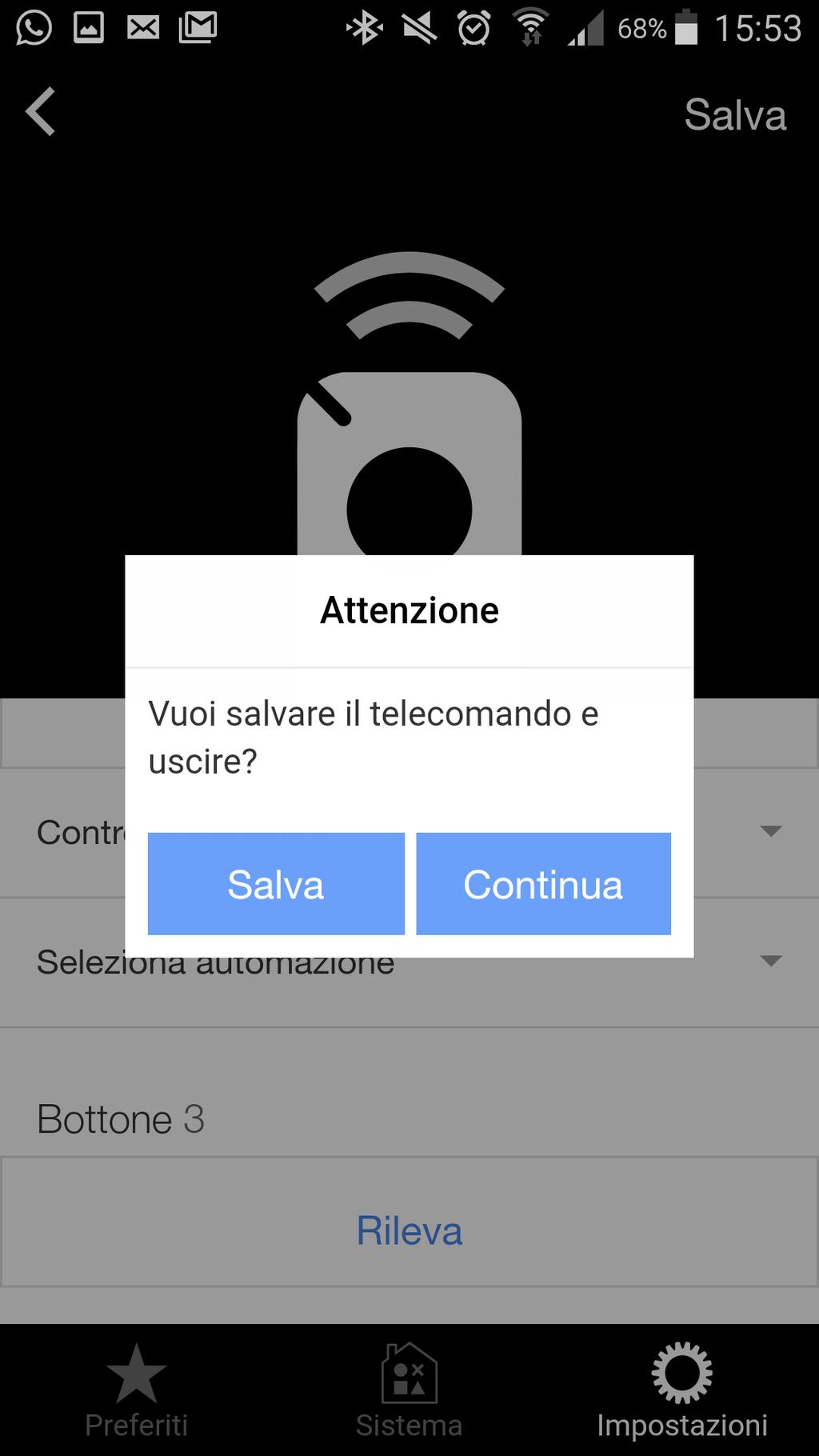 Tabella 6 Accedere alla Casa precedentemente registrata. 09 Salvataggio Salvare e uscire oppure premere Continua per completare il rilevamento dei tasti.