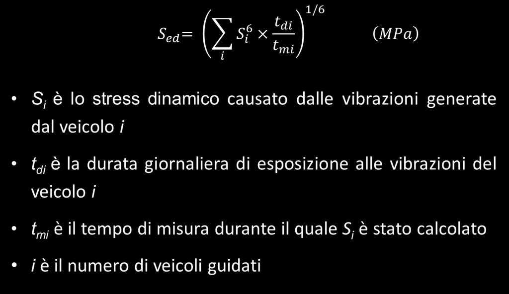 Daily compressive dose Si è lo stress dinamico causato dalle vibrazioni generate dal veicolo i tdi è la durata giornaliera di