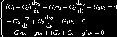 Sostituiamo la quinta equazione nella quarta; raccogliamo a fattore comune i termini nella stessa tensione nodale incognita.