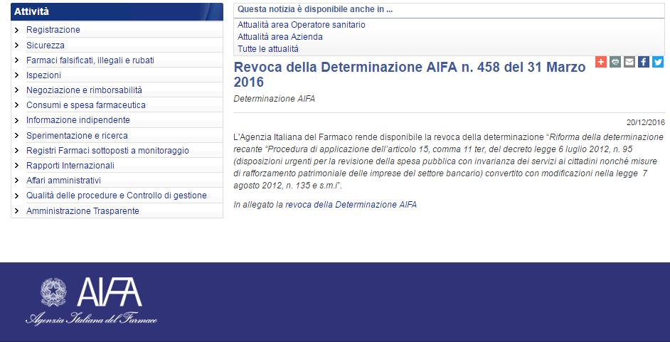 Le procedure pubbliche di acquisto dei farmaci biologici non saranno più parametrate sul prezzo massimo di cessione al Servizio sanitario nazionale del