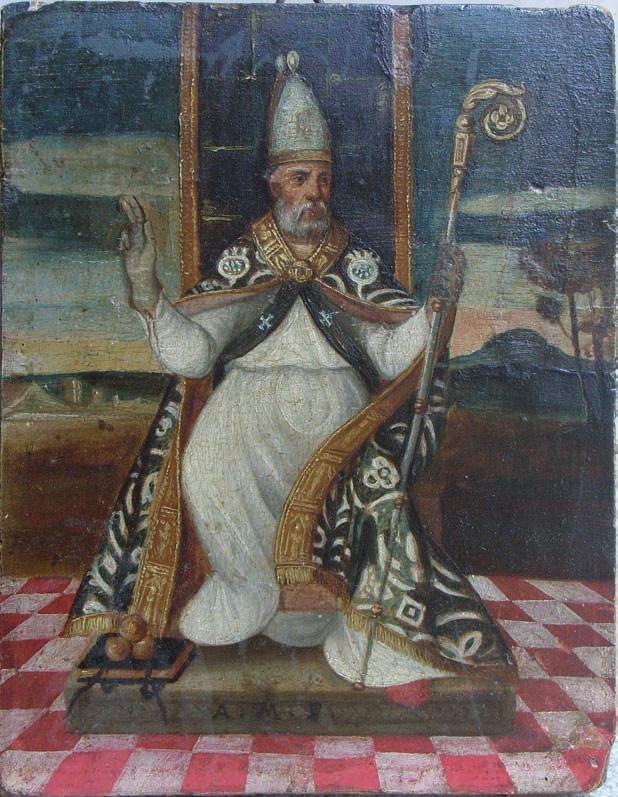 Tavoletta dipinta Parte di una predella raffi gurante San Nicola Vescovo in