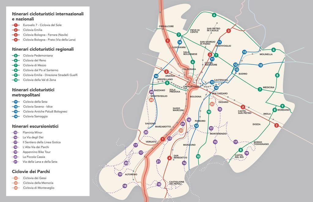 RETE CICLOTURISTICA Itinerari di livello comunitario, nazionale, regionale e metropolitano