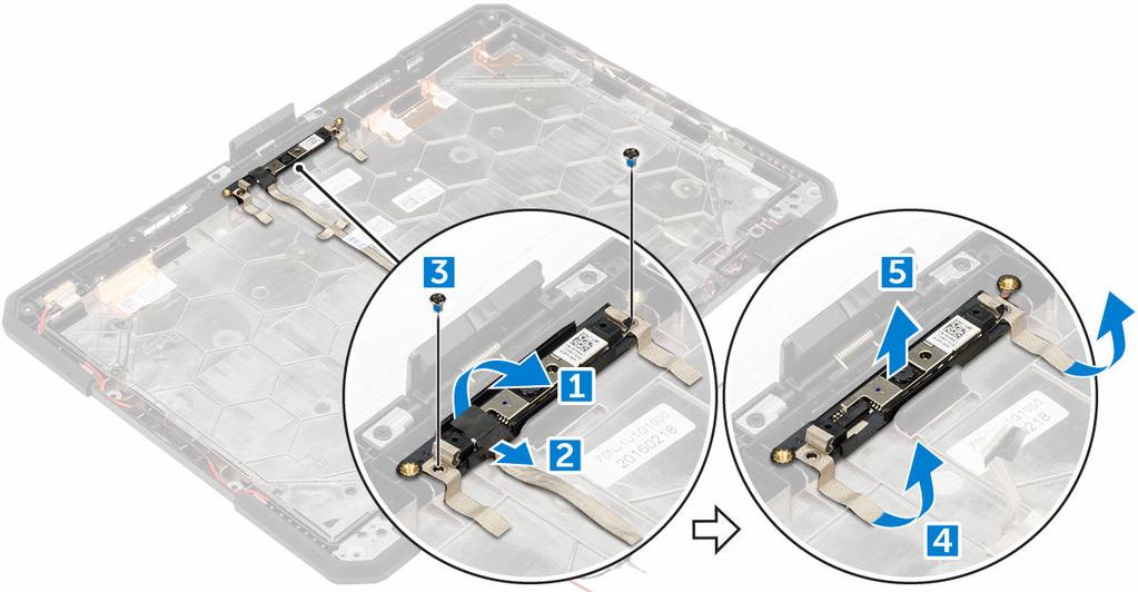 a. scheda di sistema b. vassoio del disco rigido c. scheda WLAN d. scheda WWAN e. scheda GPS f. scheda di I/O g. unità ottica h. disco rigido i. coperchio della base j. batteria 4.