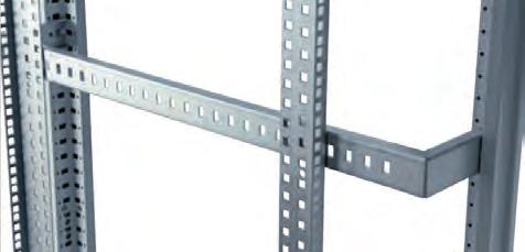 Manufactured in 2 mm aluzink press bent steel, usable on two sides, one with 19 punchings and the other one with double hole pattern, metric and 19. Mounting with brackets, adjustable in the depth.