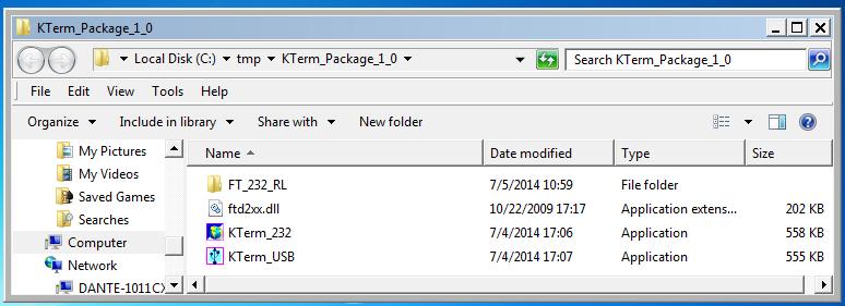 Un volta aperta, la nuova cartella non compressa C:tmp\Term_Package_1_0 mostrerà il seguente contenuto : Dove: FT_232_RL è una cartella contenente i drivers per le porte USB ed una apposita