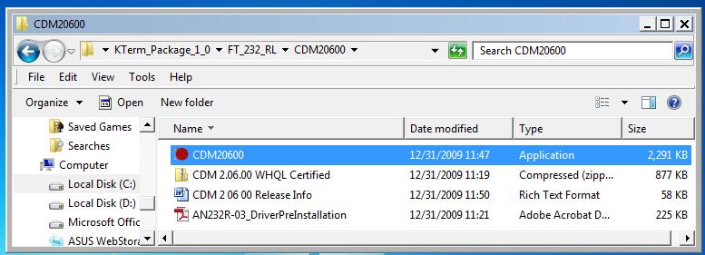 La cosa più interessante per noi è la sotto-cartella CDM20600 che contiene, tra le altre cose, l'applicazione Windows CDM20600.