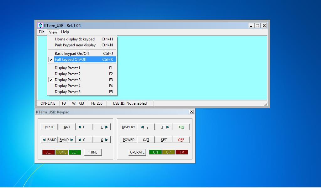 Come risultato si dovrebbe ottenere, sullo schermo del proprio PC la seguente figura: Questa è la finestra principale dell'applicazione Term_USB.exe. Uso della Applicazione.