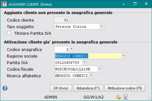 Anagrafica generale Gestione anagrafica nel tab Cliente di studio Per i nuovi partitari