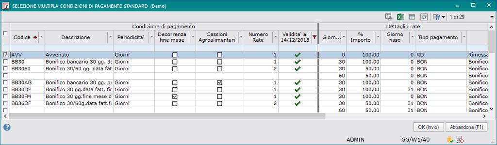 Tabelle Fatture Condizioni di Pagamento Cliccando sul bottone Deriva da standard (F2) è possibile derivare delle