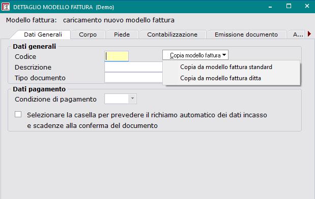 è possibile definire i campi riferiti a tipo registrazione, condizione di