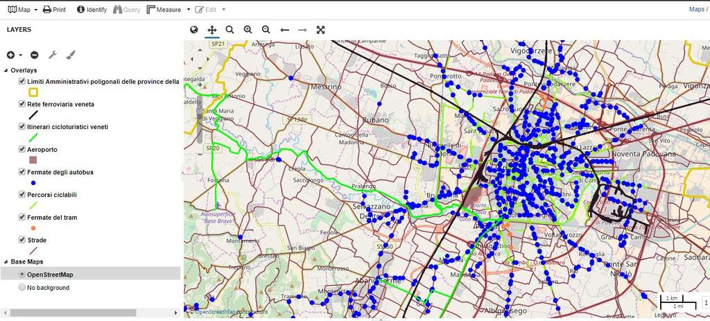 Ambiente e rischi ambientali Per tutti i layer e mappe caricati, si possono: -consultare gli attributi -eseguire misurazioni -effettuare