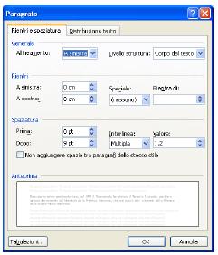 Clicco su Formato Paragrafo e scelgo Spaziatura Dopo: 9 pt; Interlinea Multipla: 1,2 Passo 6: Dare uno stile ai titoli Agisco in modo analogo per dare un nuovo stile ai titoli.