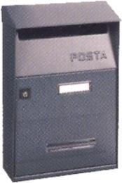 cassette per lettera "effe T" colore ghisa in lamiera elettrozincata, con tetto, dimensioni (hxlxp) cm.