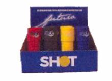 espositori di torce in gomma "shot LED 13KIT" 12 pezzi 3 rosse - 3 nere - 3 blu - 3 gialle, interruttore a pulsante antiurto ed impermeabile,