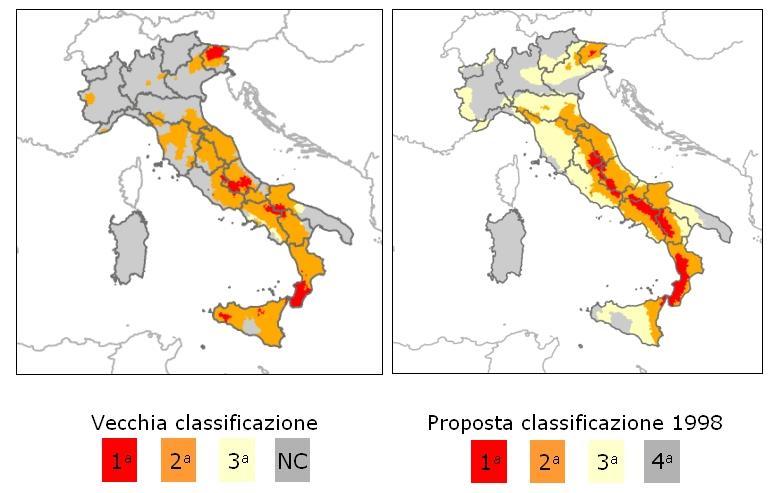 1998 Adattato da Bramerini, Lucantoni & Martini, 2004 Norme Tecniche ferme Proposta di Riclassificazione sismica Contrariamente a quanto accaduto dopo il PFG, la proposta NON fu accolta dal Min. LL.