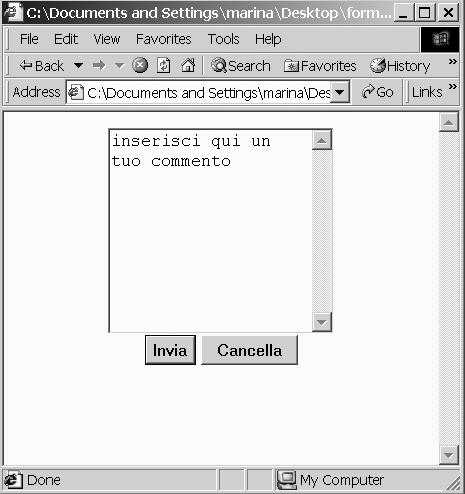 comando <form> descrizione <form action="..." method=".