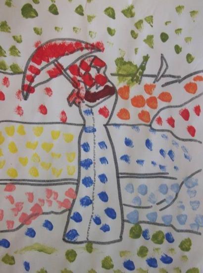 FASE 5: DONNA COL PARASOLE DOPO AVER OSSERVATO L OPERA DI MATISSE I BAMBINI