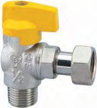 valve for gas, M thread, with hose tail connection, mini lever in accordance with UNI-CIG 7141 standard, UNI-DIG 7141 Valvola a sfera per gas ad angolo, attacco F con portagomma UNI-CIG 7141 e