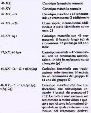 5 presentano una duplicazione della banda p14. Esempio: 47,XY,t(10;14)(p11.2;q12),del(22)(q12.