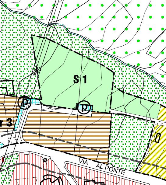 AMBITO DI TRASFORMAZIONE A SERVIZIO S1 St superficie territoriale Q Rapporto di copertura Sc Superficie coperta (mq) H max (m) P1 (n.