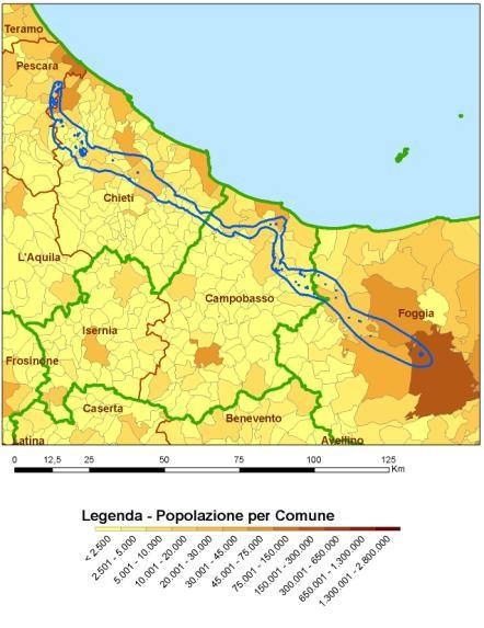 Demografia L area di Studio coinvolge la provincia di Campobasso, interessando 16 comuni: Provincia di Campobasso (16 comuni) Popolazione (abitanti) Densità (ab./km 2 ) Campomarino 6.