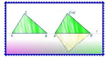 corrispondente semipiano, rispetto alla retta r che comprende il segmento A B, si incontrano in un solo punto (tenendo conto dei moderni Assiomi sulla continuità e per la costruibilità del punto X).