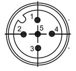 [SG4-RBXL/T-XXX-OO-W] M12, 12 poli, maschio 1 = marrone = 24Vcc 2 = blu = 0