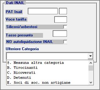 INAIL Ulteriore Categoria Al fine di poter meglio gestire alcune casistiche di dipendenti sulle CU, si è reso necessario implementare un nuovo campo, presente nella pagina [Previdenziali] della