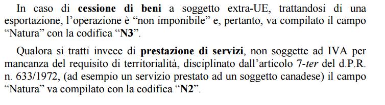 Dato relativo ad operazioni extra-comunitarie Capitolo 4 paragrafo E Circolare Agenzia delle Entrate 1/E Fatture Emesse Fatture Ricevute Art.