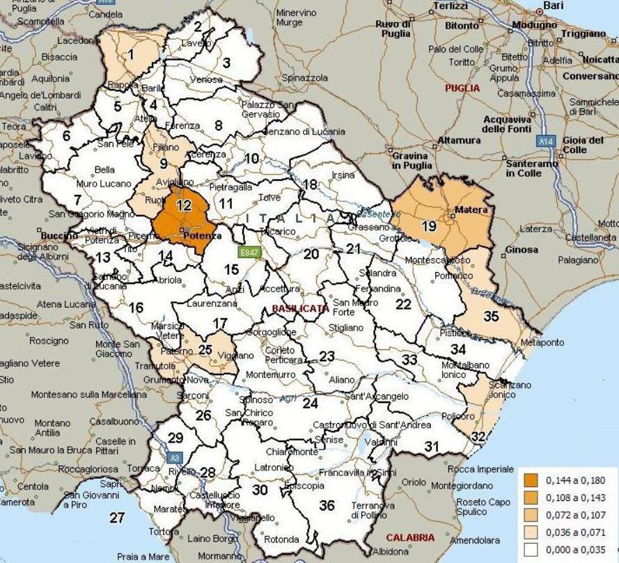 3. Interviste telefoniche CATI Le zone maggiormente attrattive Potenza 17,9%