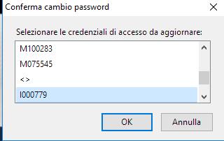 funzione per visualizzare e cliccare su di esso. È visualizzato il riquadro Cambia Password.