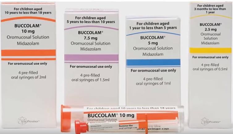 BUCCOLAM (Midazolam soluzione oromucosale) Sono disponibili differenti dosaggi in base al peso ed