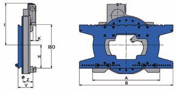 Fig. T351.1 Fig. T351.2 Rotatore 360 serie T351 1 funzione idraulica Portata A B H I K ISO 125 bar per giro V Z Peso Modello kg/mm mm mm mm mm mm cl. Nm litri mm mm kg 0,8 T 351.2 1) 1.200/500 860 1.
