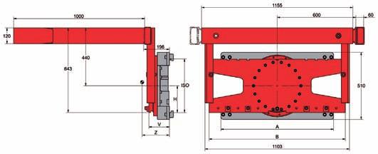 Fig. T351.1G Fig. T351.2G Rotatore 360, in esecuzione Fonderia serie T351G 1 funzione idraulica Portata A B H I K ISO 125 bar per giro V Z Peso Modello kg/mm mm mm mm mm mm cl.