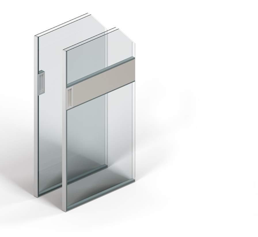 Piana è il sistema di aperture caratterizzato da due vetri che racchiudono tra loro il telaio di alluminio, visibile o meno a seconda della finitura scelta per le lastre di vetro.