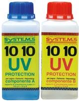 RESINE EPOSSIDICHE 10 10 UV PROTECTION Sistema epossidico in rapporto 2:1 resistente ai raggi UV con le stesse caratteristiche del 10 10 CFS per incollaggio e protezione.