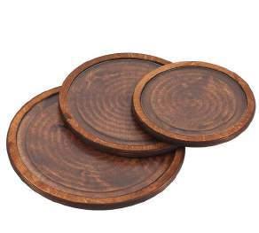 Birch plywood round cutting board with atoxic tempered glass - Walnut finishing Tagliere tondo in