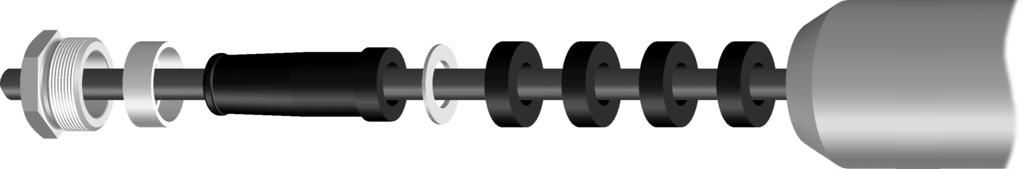Montaggio 14 15 16 17 18 19 Figura 15: Guarnizione del cavo 14 Vite di pressione 15 Anello di spinta 16 Guaina di gomma 17 Rondella 18 Anelli di gomma 19 Parte superiore dell'elemento vibrante 30