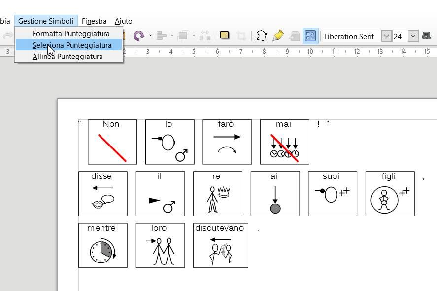 Selezione punteggiatura con funzione automatica La funzione seleziona punteggiatura individua in tutta la pagina gli elementi di